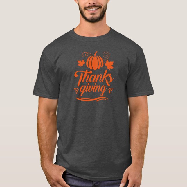 T-shirt Citrouille mignon avec texte Thanksgiving Typograp (Devant)