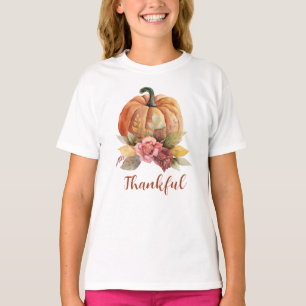 T-shirt Citrouille orange florale de remerciement automne