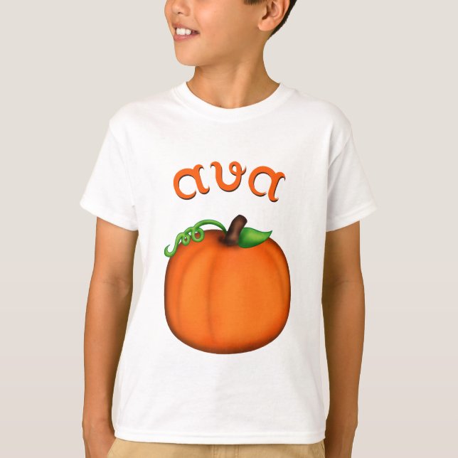 T-shirt Citrouille orange mignon pour Ava (Devant)