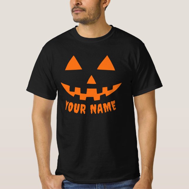 T-shirt Citrouille orange personnalisé Halloween Votre Nom (Devant)