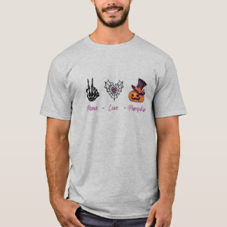 T-shirt Citrouille Peace Love | Graphique d'automn