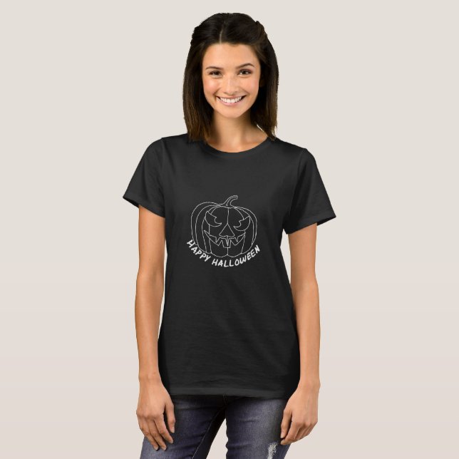 T-shirt Citrouille pour Halloween 3 aspect tableau noir (Devant entier)