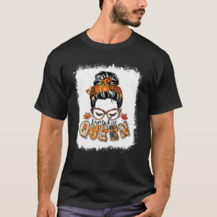 T-shirt Citrouille Queen Messy Bun Automne Citrouille Auto