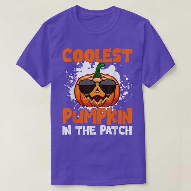 T-shirt Citrouille Retro Coolest Dans Le Patch Super Hallo (Design devant)