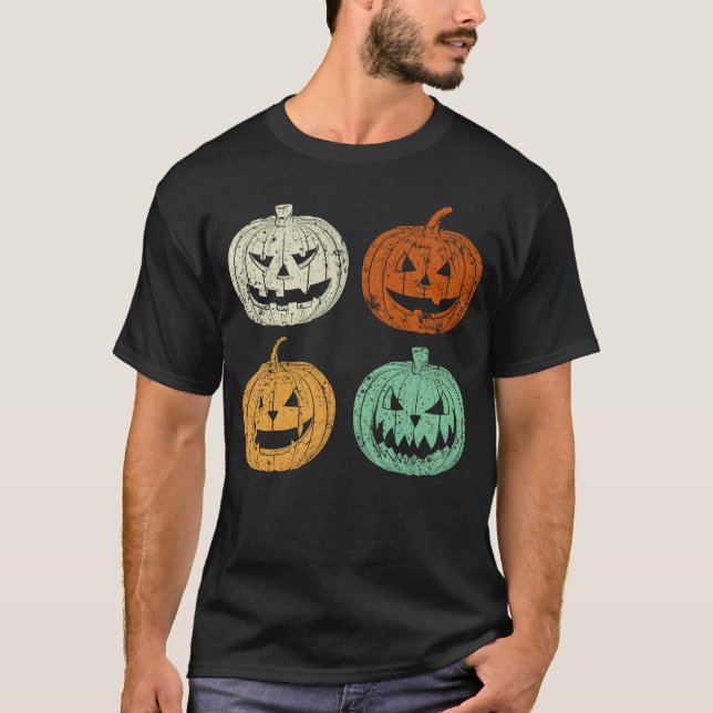 T-shirt Citrouille rétrograde Halloween fille (Devant)