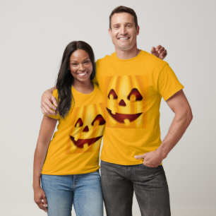 T-shirt Citrouille sculpté souriant Halloween design T-shi