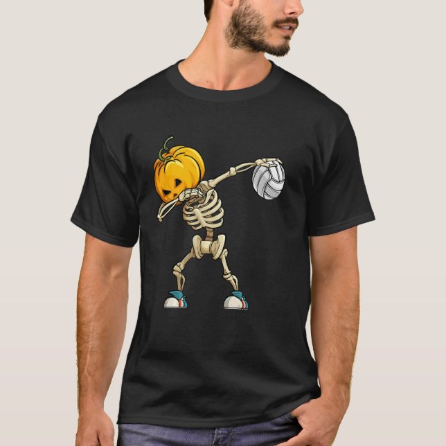 T-shirt Citrouille Skeleton Femme Joueuse de volley-ball m (Devant)