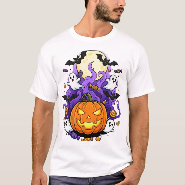 T-shirt Citrouille  souriant Halloween (Devant)
