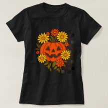 Citrouille souriante Design Floral Rétro Halloween