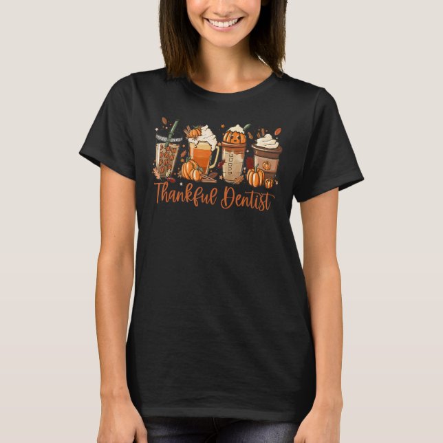 T-shirt Citrouille Spice Latte Fall Café One Thankful Den (Devant)