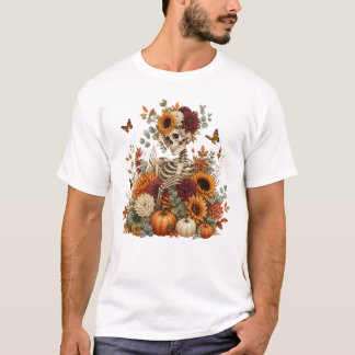 T-shirt Citrouille squelette gothique Halloween 
