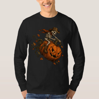T-shirt Citrouille squelette Halloween vintage