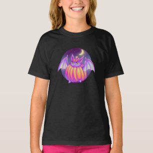 T-shirt Citrouille Suit Purple Bat Night Fog Art