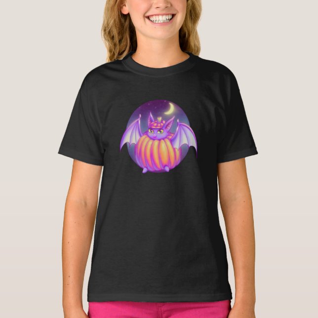 T-shirt Citrouille Suit Purple Bat Night Fog Art (Devant)