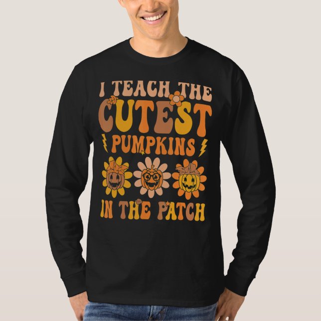 T-shirt Citrouille Super Retro Dans Le Patch Hallowee (Devant)