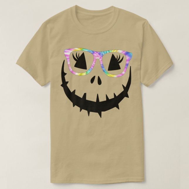 T-shirt Citrouille Visage Halloween Tie Dye Lunettes, Jack (Design devant)