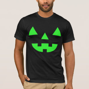 T-shirt Citrouille Visage Lanterne Jack Halloween Verte