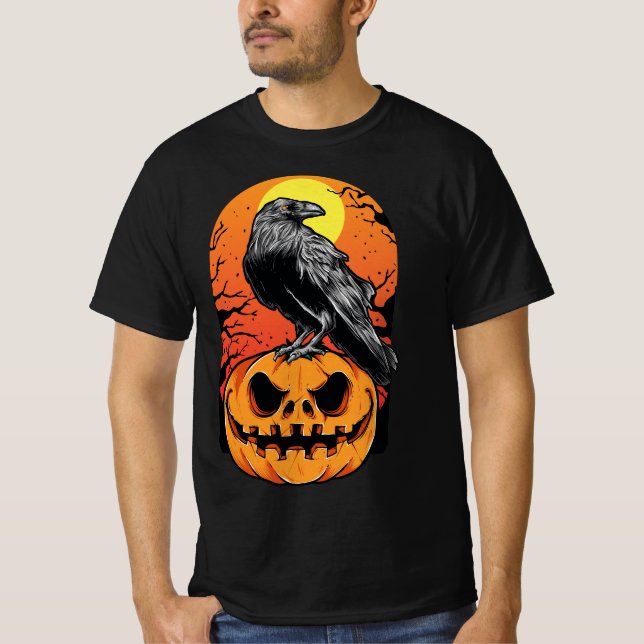 T-shirt Citrouilles avec le Nid-de-Corbeau pour l'hallowee (Devant)