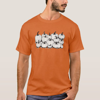 T-shirt Citrouilles blanches sur fond orange géantes