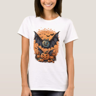 T-shirt Citrouilles d'Halloween et chauves-souris