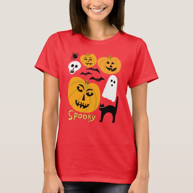 T-shirt Citrouilles éffrayants Charmes Halloween Fantômes  (Devant)