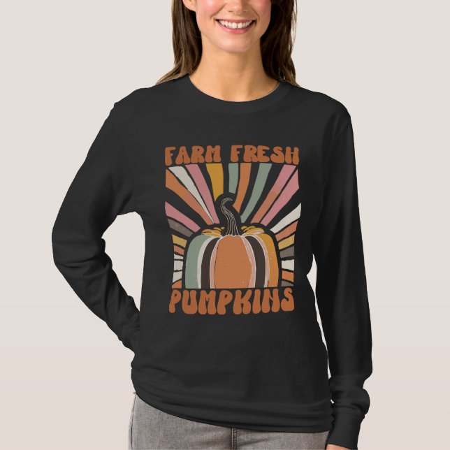 T-shirt Citrouilles frais de la ferme rétro (Devant)