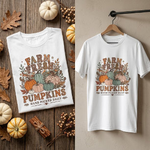 T-shirt Citrouilles graphiques rétro funky de la ferme