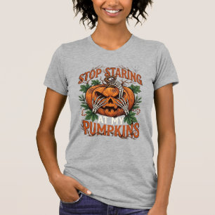 T-shirt Citrouilles Regard Fixe Halloween Mains de Squelet