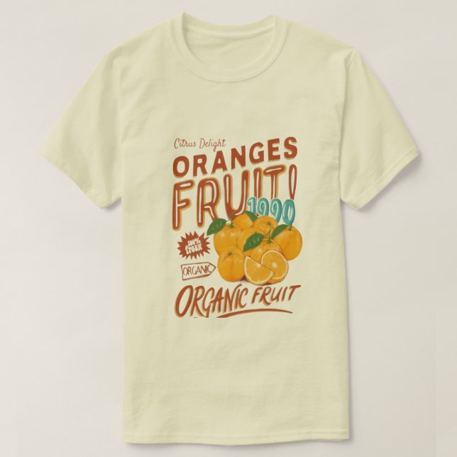 T-shirt "Citrus Delight" – Organic Orange Retro Tee (Design devant)