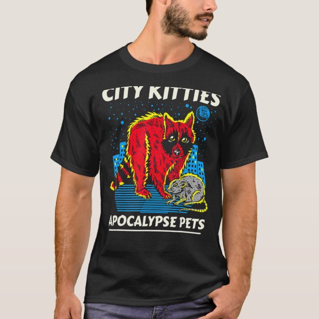 T-shirt City Kitties Apocalypse Animaux Raccoon Opossum Cl (Devant)