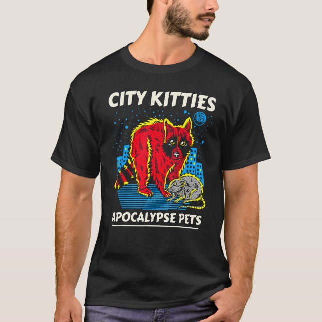 T-shirt City Kitties Apocalypse Pets Raccoon Opossum Class (Devant)