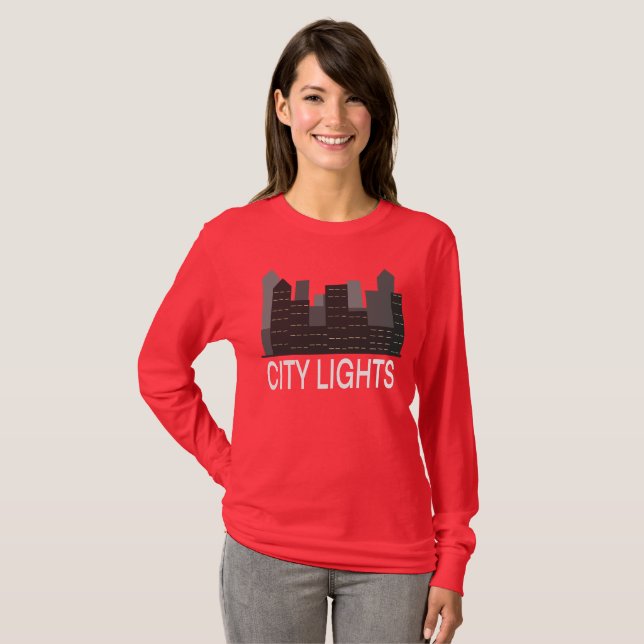T-shirt City Lights Urban Skyline Night Aesthetic  (Devant entier)