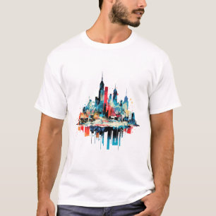 T-shirt City Skylines Urbain World Fun Life Modern Work