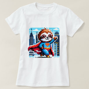 T-shirt City Sloth Superhero - Pixel Art Urban Hero