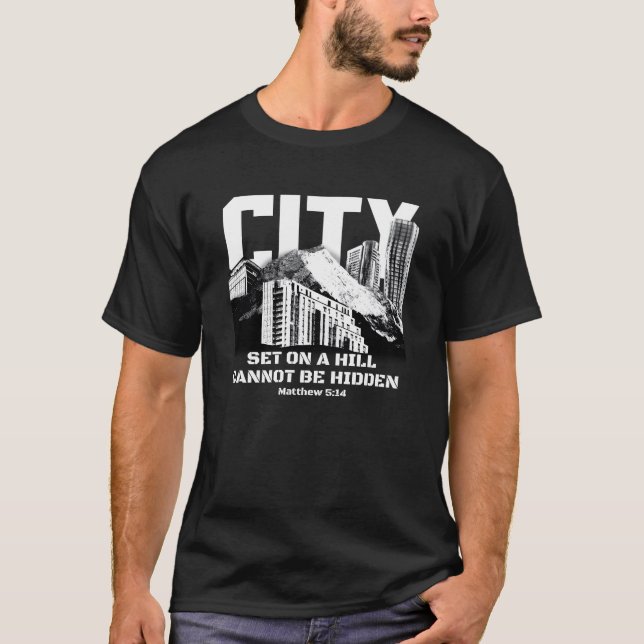 T-shirt Cityscape Mountain Quote Design friends (Devant)