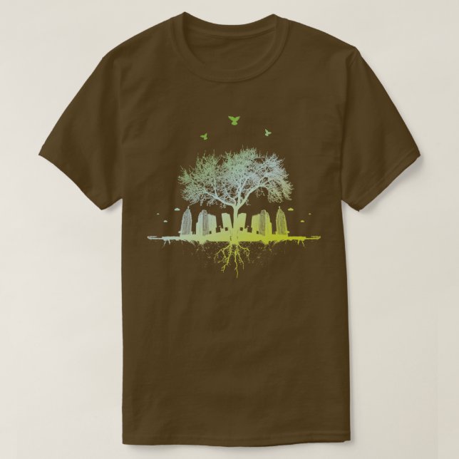 T-shirt citytree nature ville ville forêt urbaine oiseaux (Design devant)