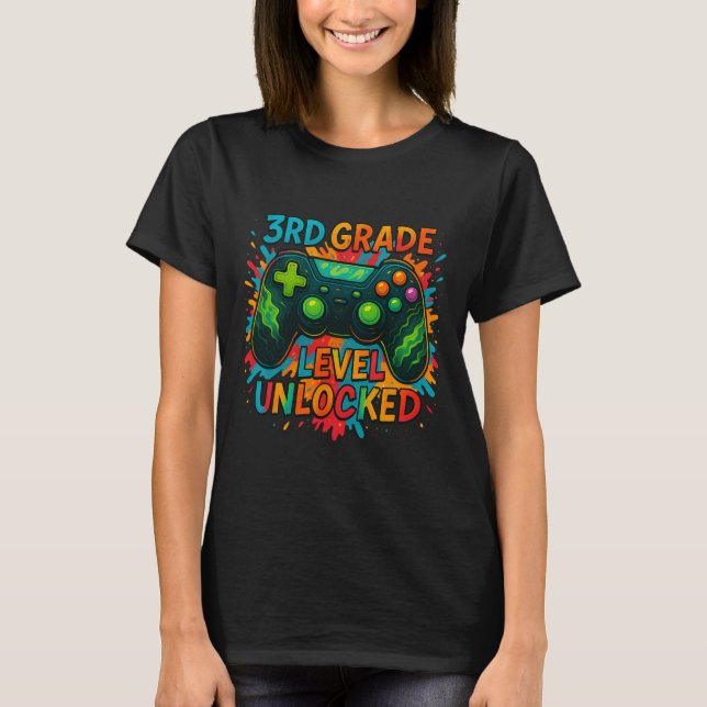 T-shirt Ck To School 3rd Grade Boys Gamer First Day School (Devant)