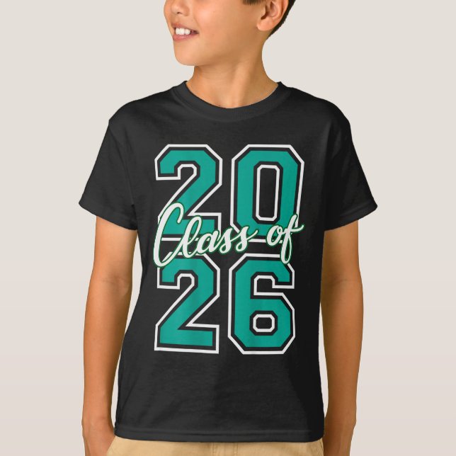 T-shirt Cl Of 2026 Graduation Varsity Teal And White On Th (Devant)