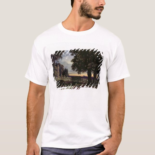 T-shirt Clair de lune, pensées dans une cimetière (Devant)