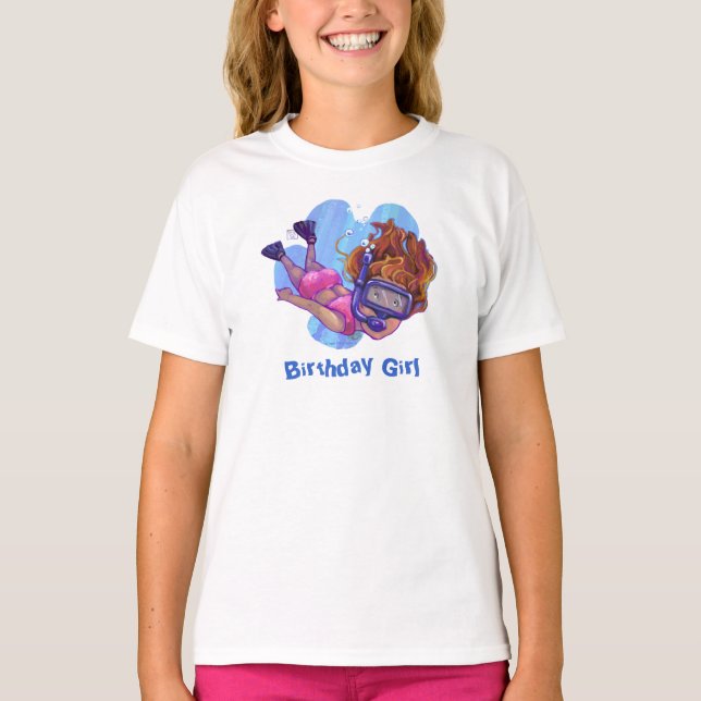 T-Shirt Clair Fille d'Anniversaire Snorkeling (Devant)