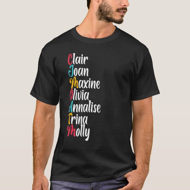 T-shirt Clair Joan Maxine Olivia Annalise Trina Molly Colo (Devant)