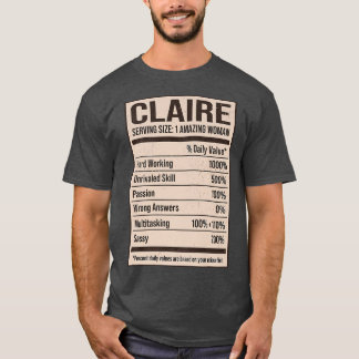 T-shirt Claire Nutrition Facts Name Nickname Alias Title F