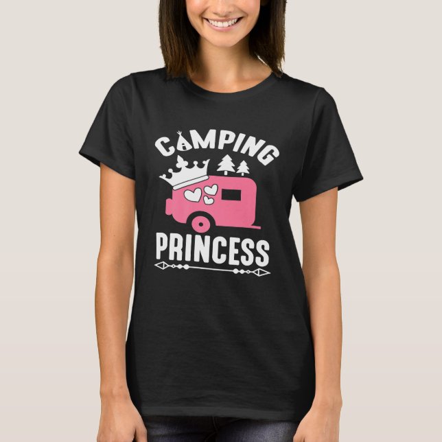 T-shirt Clamping Princess Cute Camping Feu de camp (Devant)
