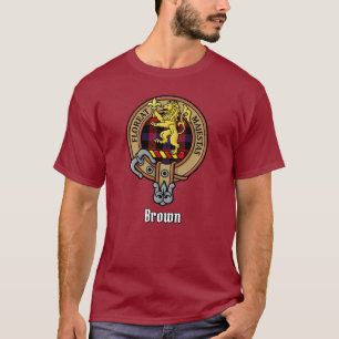 T-shirt Clan Brown Crest sur Tartan