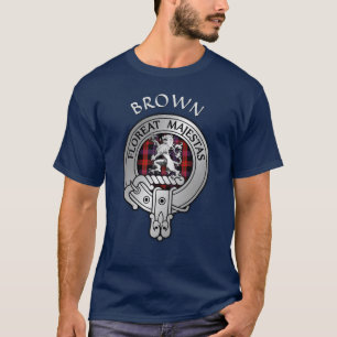 T-shirt Clan Brown Crest & Tartan