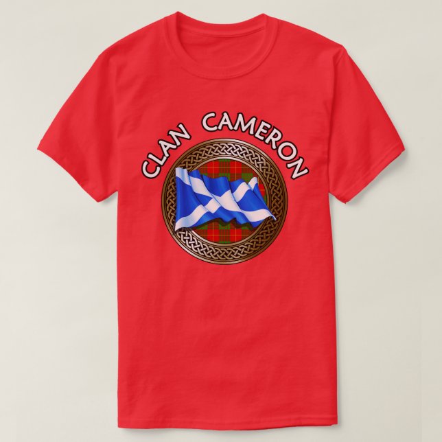 T-shirt Clan Cameron Crest Tartan Knot (Design devant)