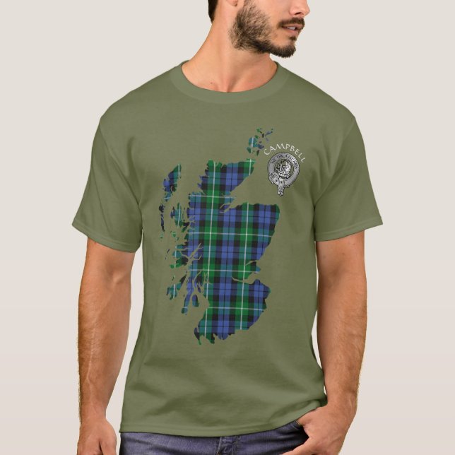 T-shirt Clan Campbell Jacquard Tartan Carte & Crest (Devant)