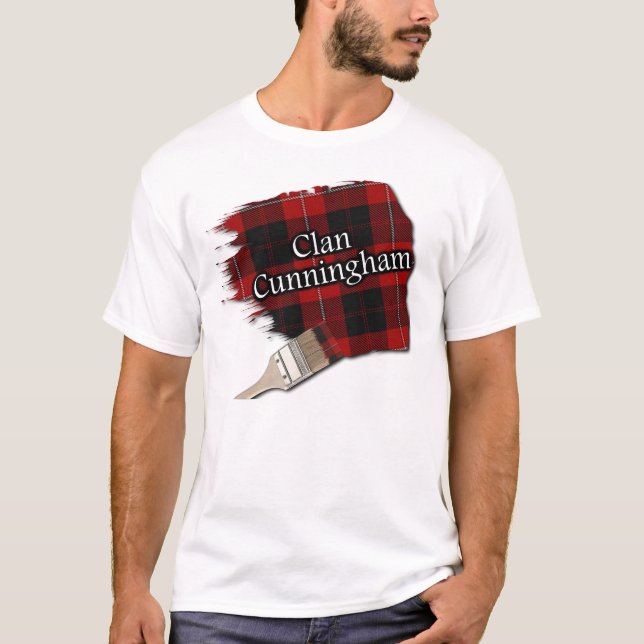 T-shirt Clan Cunningham Scottish Tartan Paint Shirt (Devant)