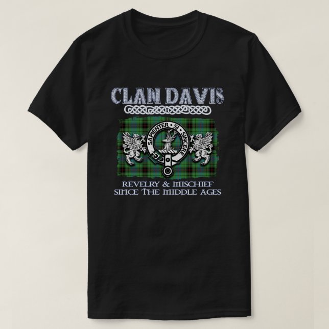 T-shirt Clan Davis crête écossaise clans nom de famille éc (Design devant)