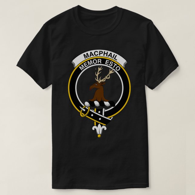 T-shirt Clan écossais de MacPhail Crest Tartan Clan (Design devant)